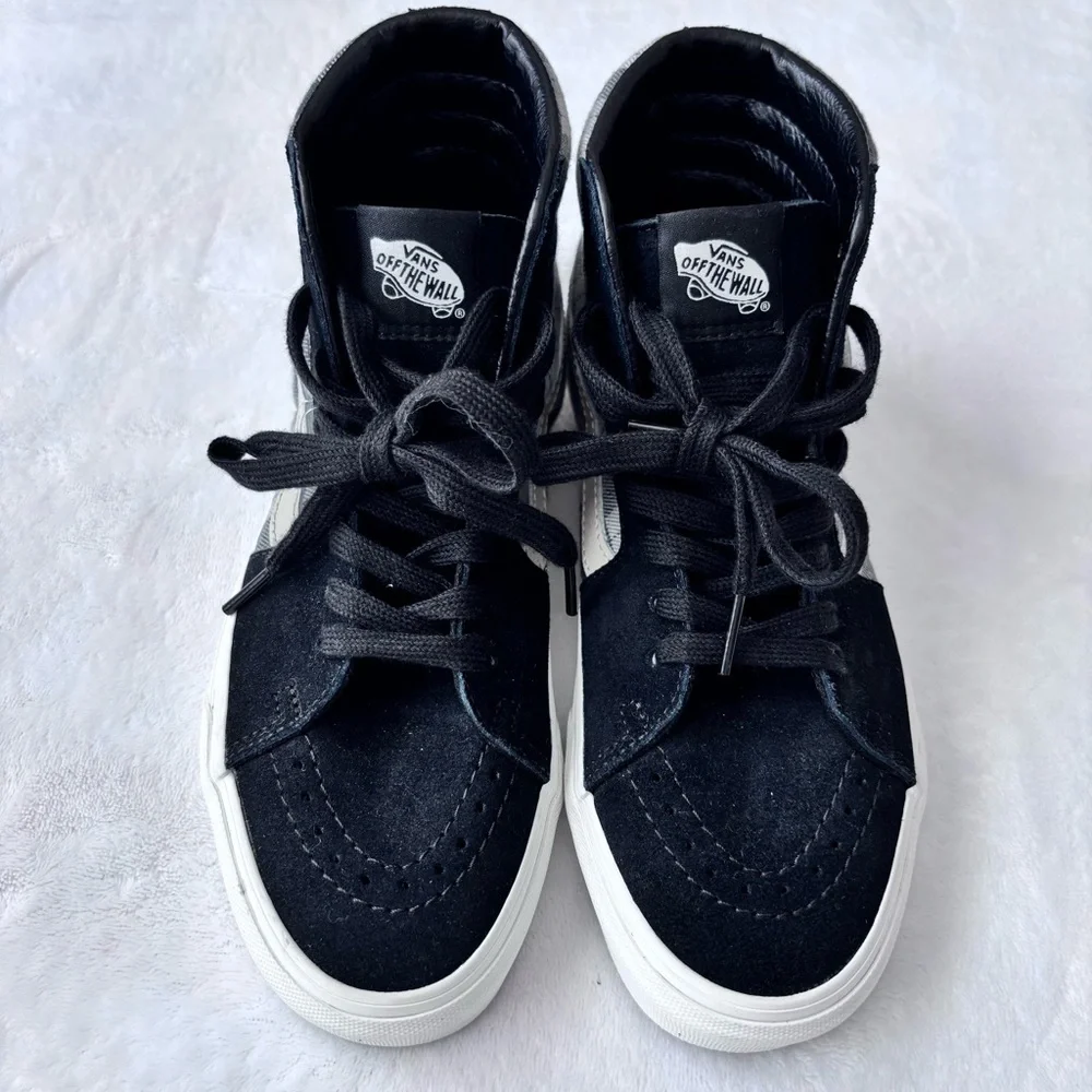 VANS SK8-Hi Grunge Black & Gray Plaid Suede High Top Sneakers--NEW--5.5M